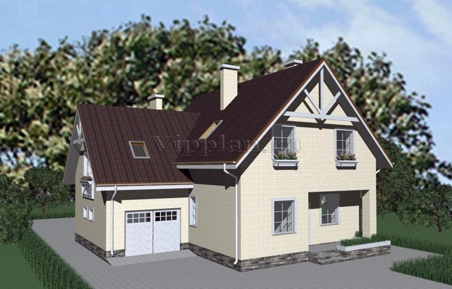 Проект дома с гаражом и мансардным этажом