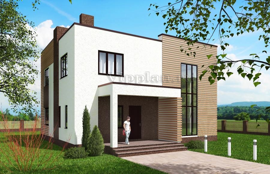 Двухэтажный дом с верандой